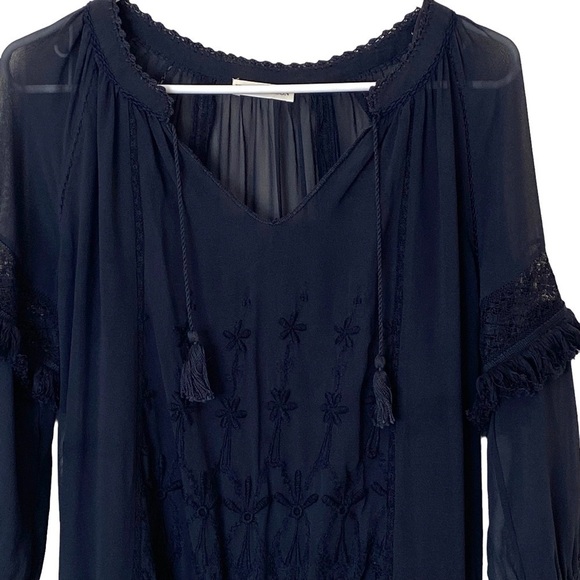 Ulla Johnson Frances Embroidered Silk Mini Dress in Navy, Size 2 - Picture 7 of 15